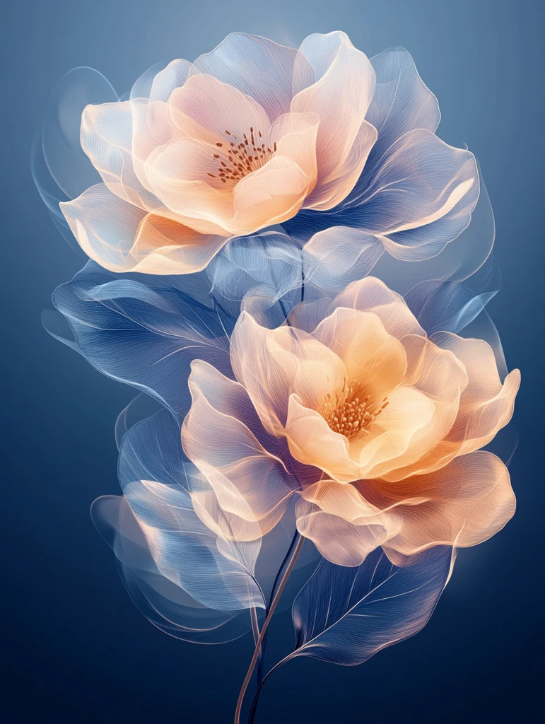 透明花瓣线条图