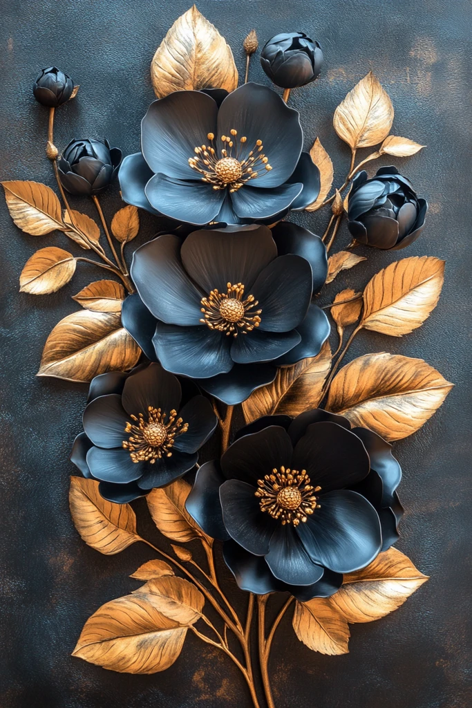黑金花朵墙饰