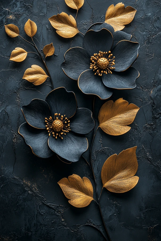 黑金花朵墙饰