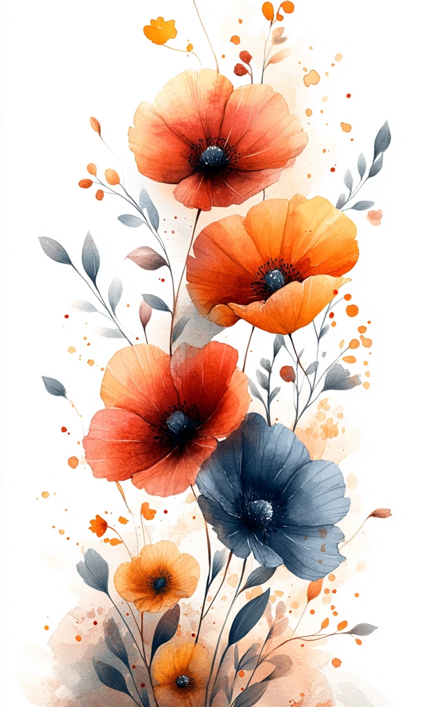 空白水彩花卉图