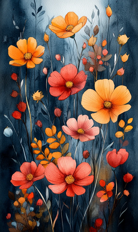 空白水彩花卉图