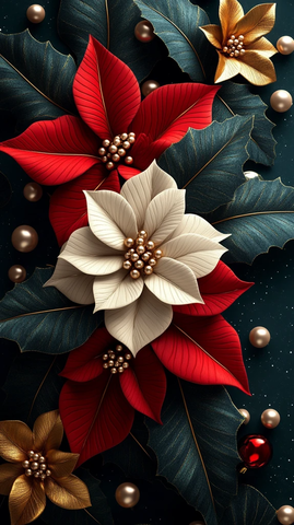 波点珍珠花圣诞背景