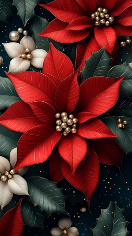 波点珍珠花圣诞背景