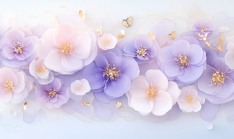 紫色金纹蝶恋花