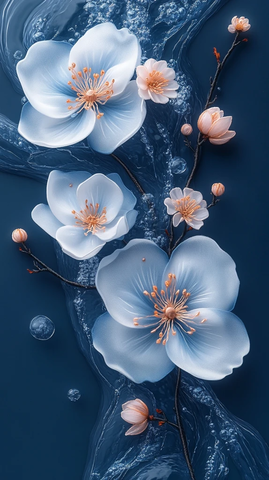 白蓝花纹绣标设计