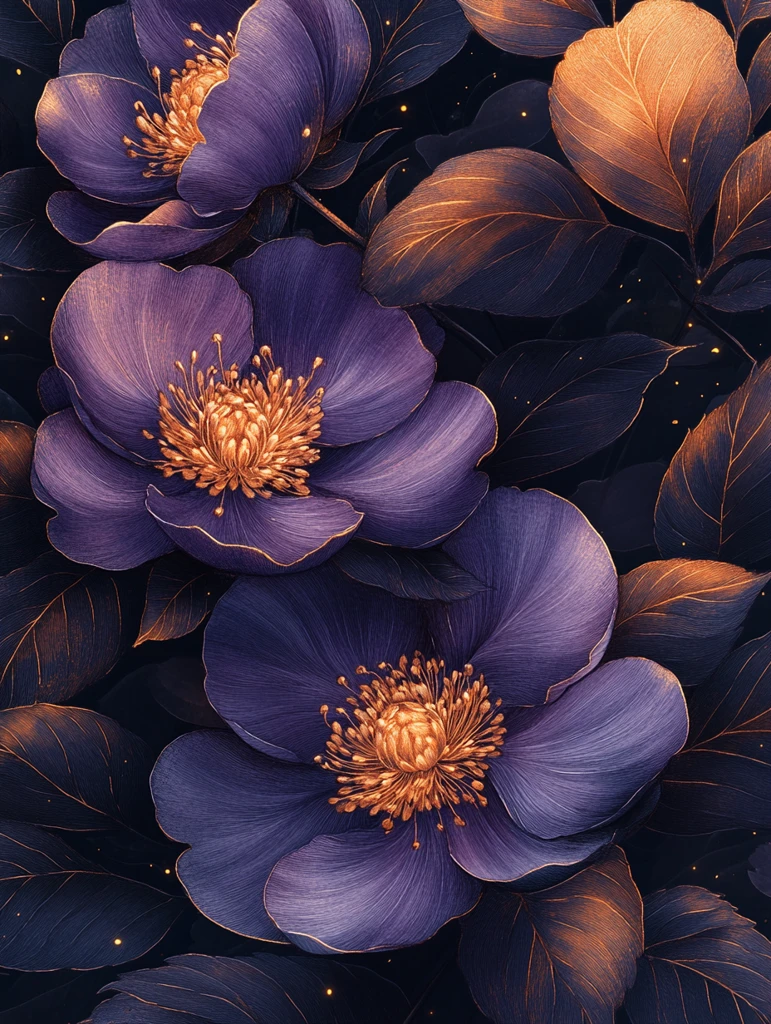 紫色牡丹杜鹃花纹