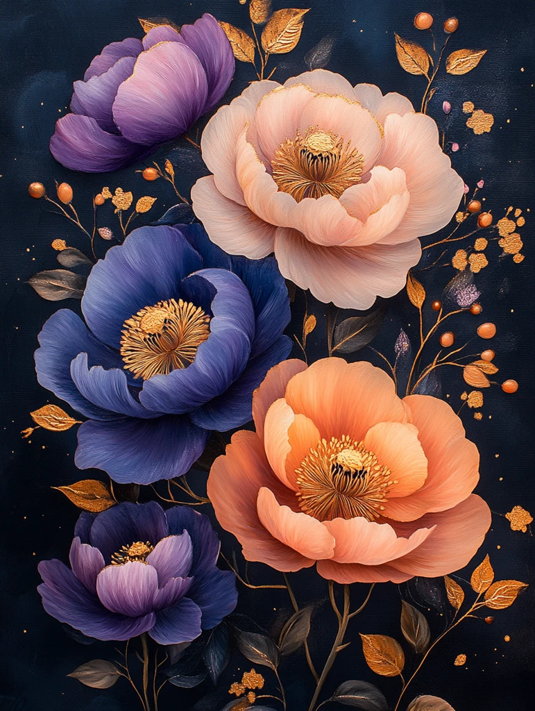 紫色牡丹杜鹃花纹