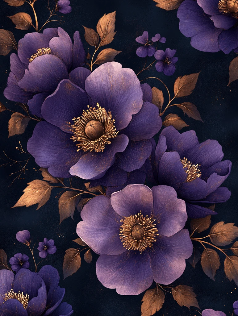 紫色牡丹杜鹃花纹