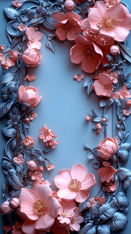 粉色蓝色浪漫边框