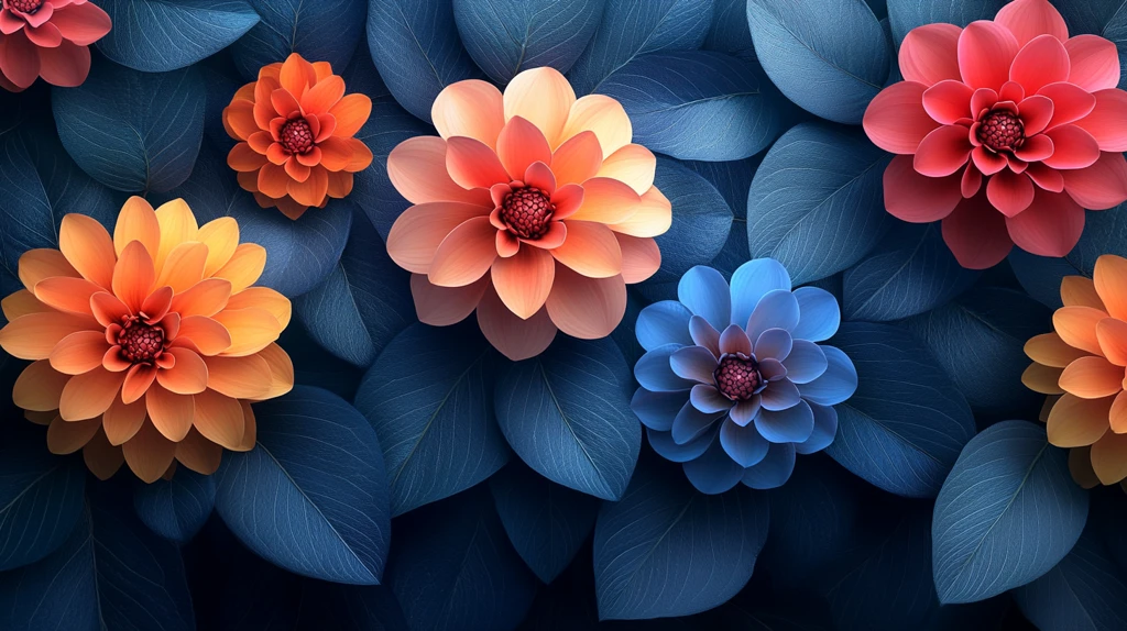 大丽花叶连续图案