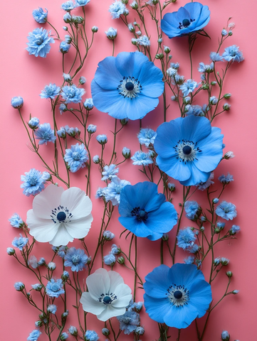 蓝白花边粉色背景