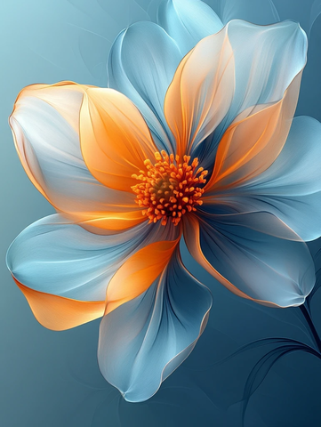 蓝底三维花朵图案