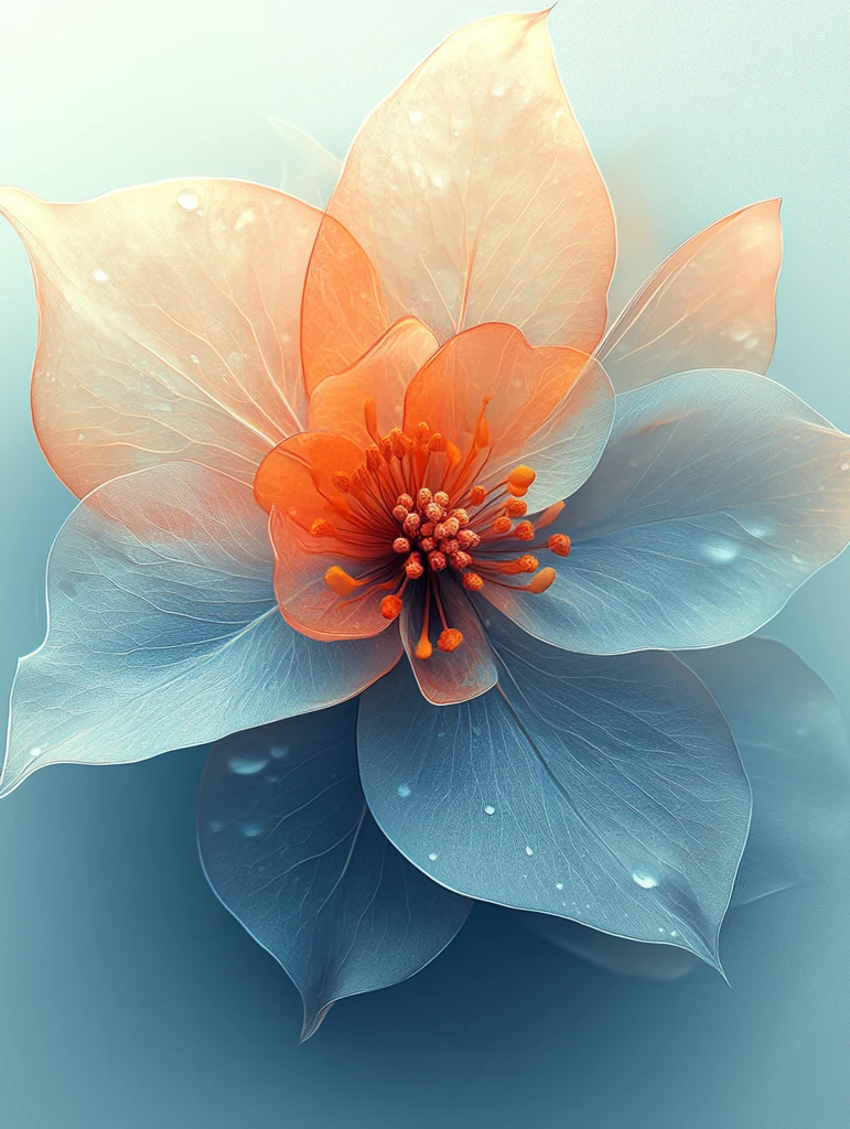 蓝底三维花朵图案