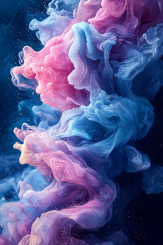 粉蓝渐变花卉背景