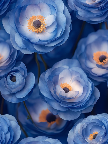 蓝色毛茛花图案