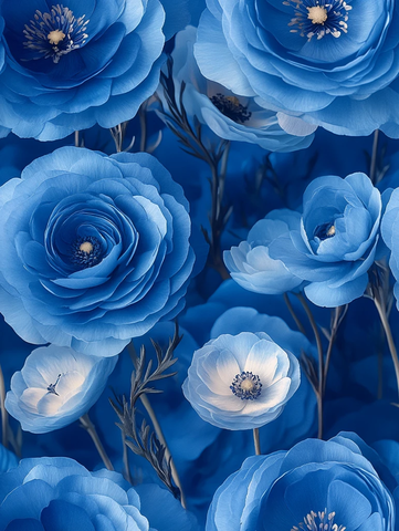 蓝色毛茛花图案