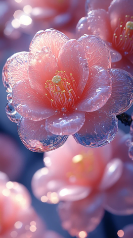 山茶花与鹅卵石