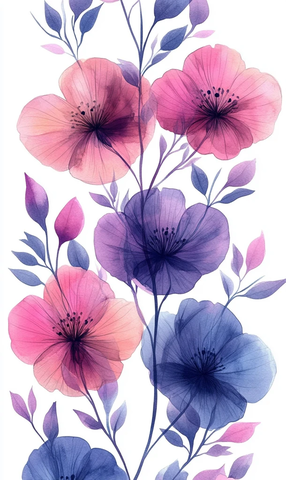 粉色紫蓝小花图案