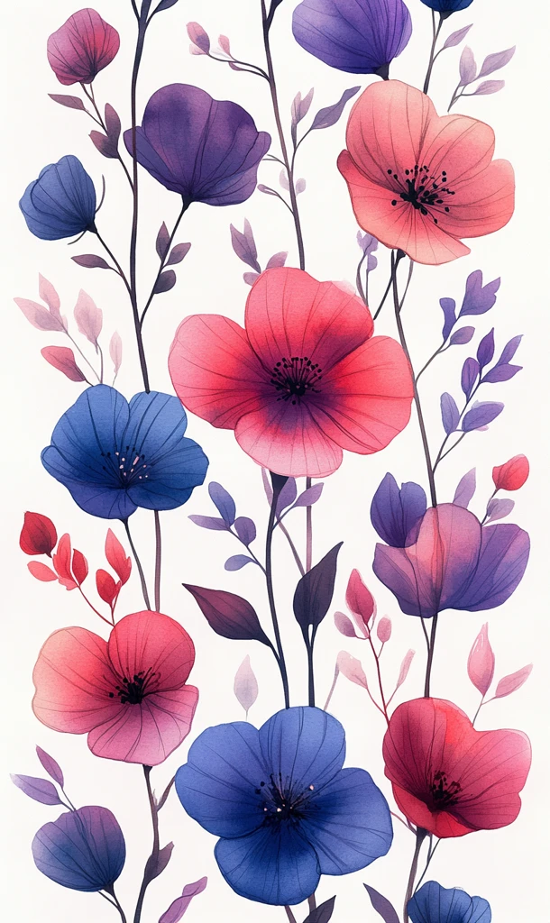 粉色紫蓝小花图案