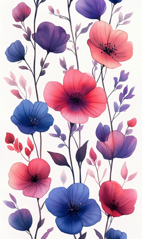 粉色紫蓝小花图案