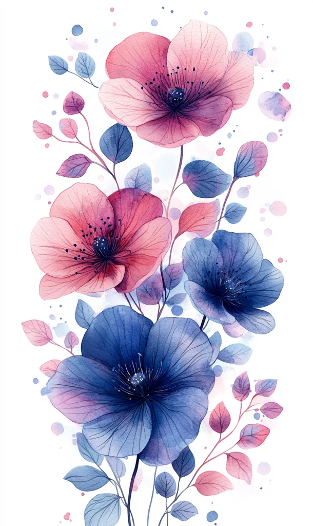 粉色紫蓝小花图案