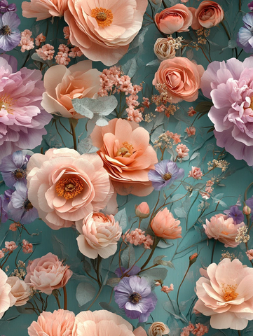 粉色紫色蓝色花卉壁纸