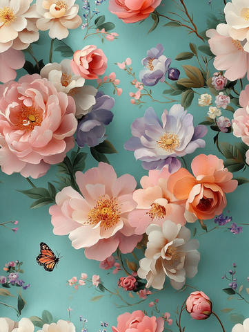 粉色紫色蓝色花卉壁纸