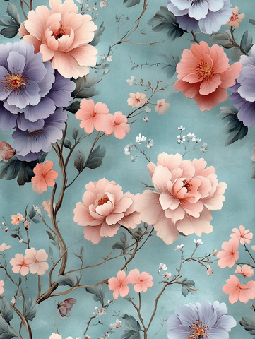 粉色紫色蓝色花卉壁纸