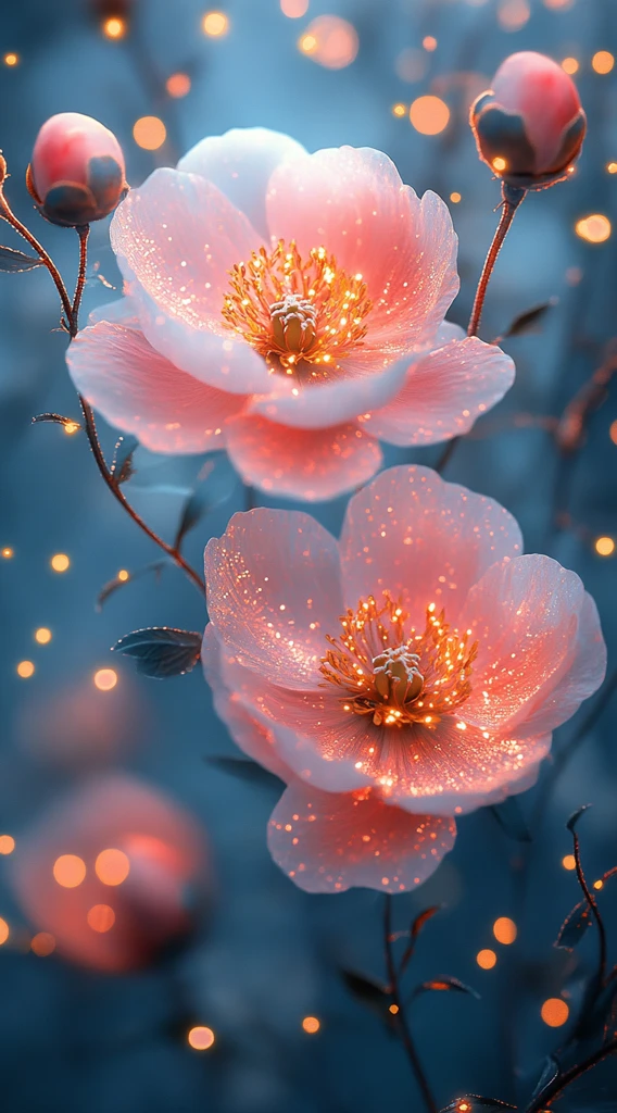 粉牡丹与蓝金交融