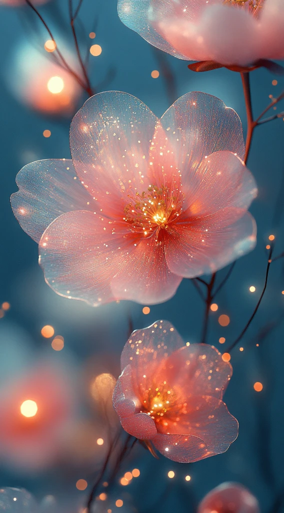 粉牡丹与蓝金交融