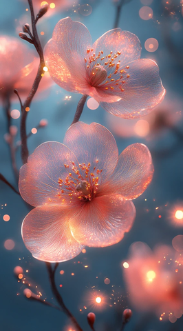 粉牡丹与蓝金交融