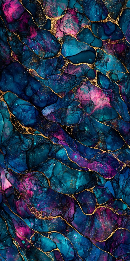 蓝粉紫金酒精墨水壁纸