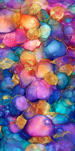 蓝粉紫金酒精墨水壁纸