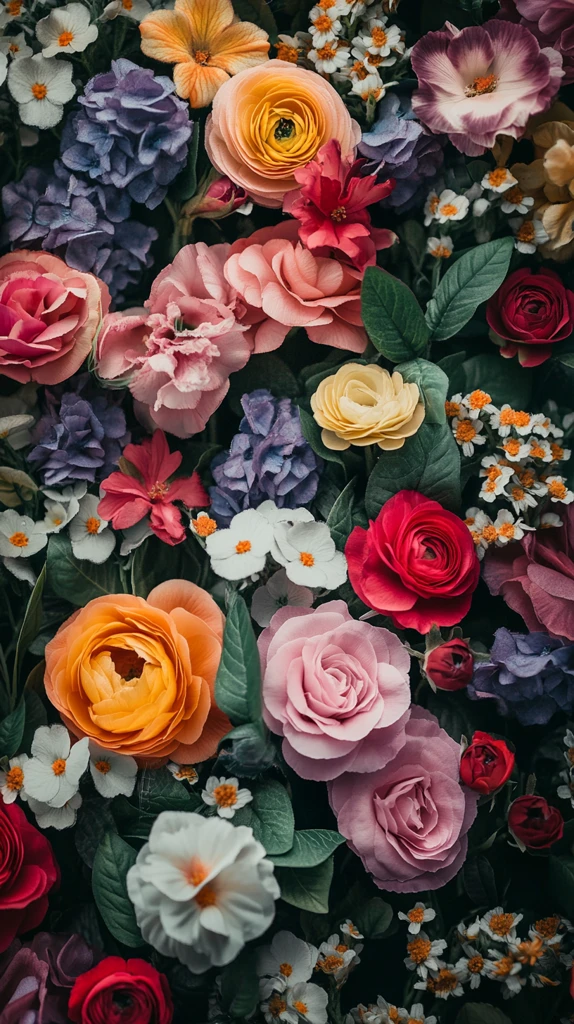 彩色花朵密集排列