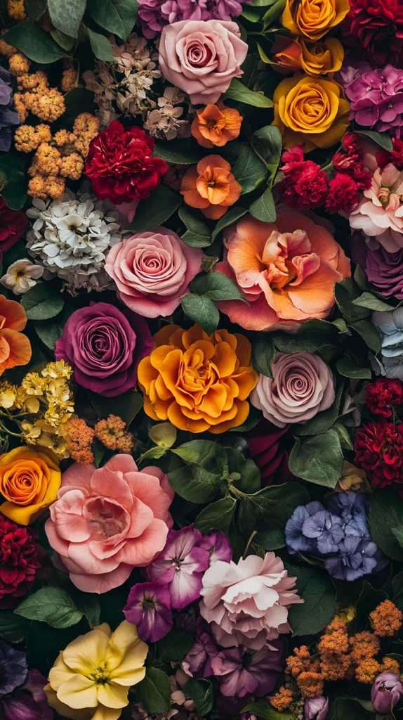 彩色花朵密集排列