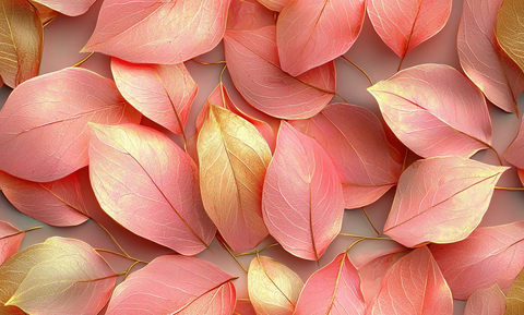 粉色金色叶子壁画