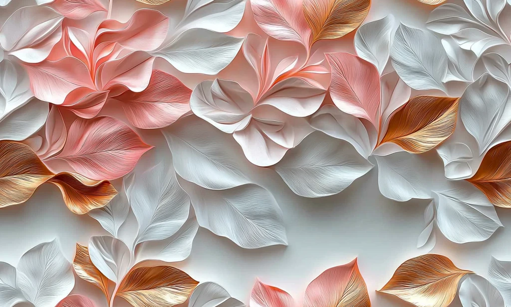 粉色金色叶子壁画