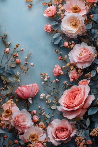 粉色金色花艺婚礼卡