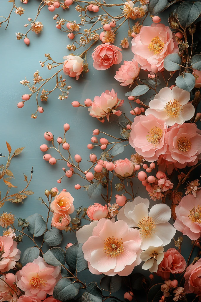 粉色金色花艺婚礼卡