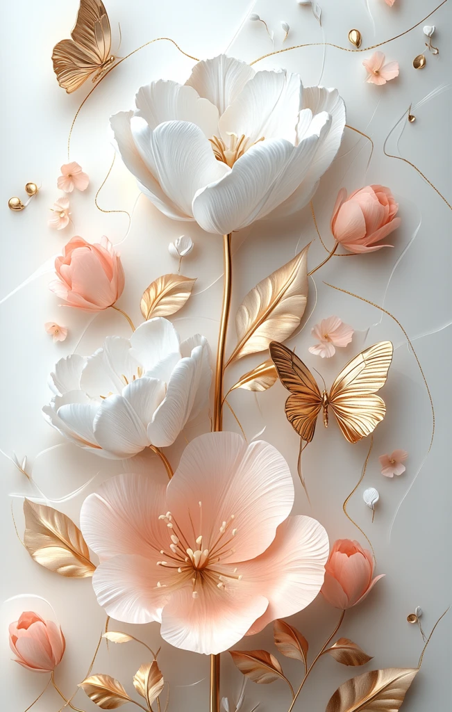 白粉郁金香蝴蝶装饰