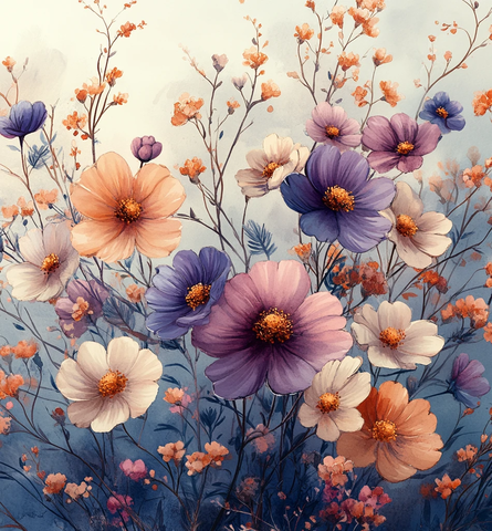 淡彩花卉无缝图案