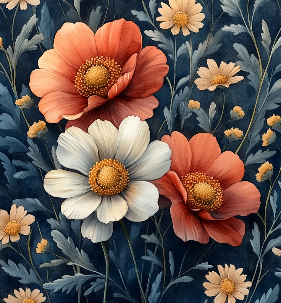 淡彩花卉无缝图案