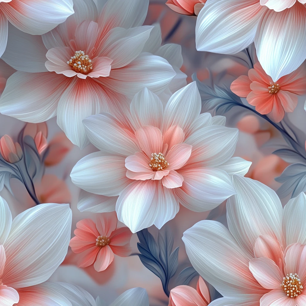 粉白花朵数字艺术