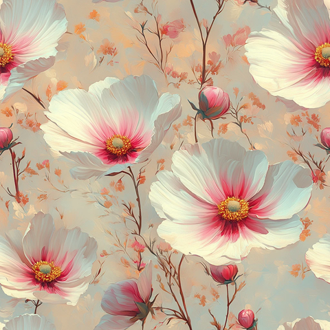 粉白花朵数字艺术