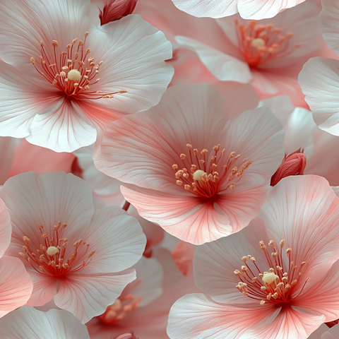 粉白花朵数字艺术