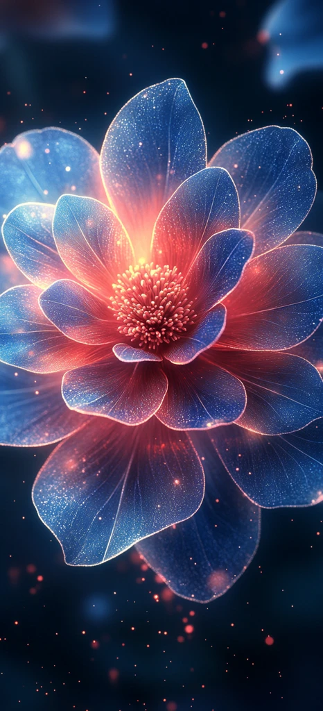 蓝色粉色牡丹花