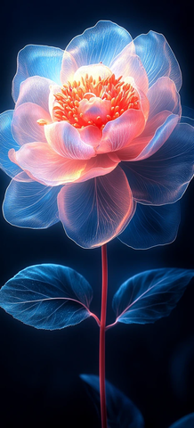 蓝色粉色牡丹花