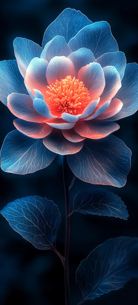 蓝色粉色牡丹花