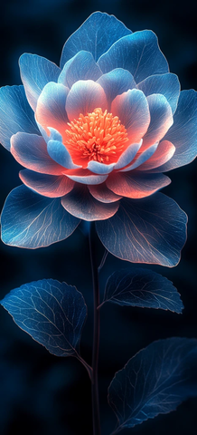 蓝色粉色牡丹花