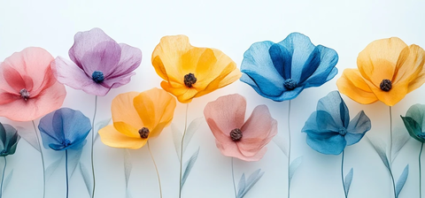 黄色绿色蓝色粉色紫色花朵